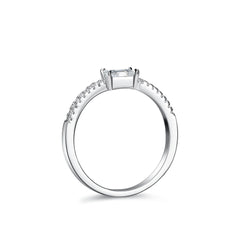 0.5CT D VVS1 Emerald Radiant Cut Moissanite Rings