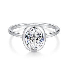 2CT Oval Moissanite Rings for Women Solid