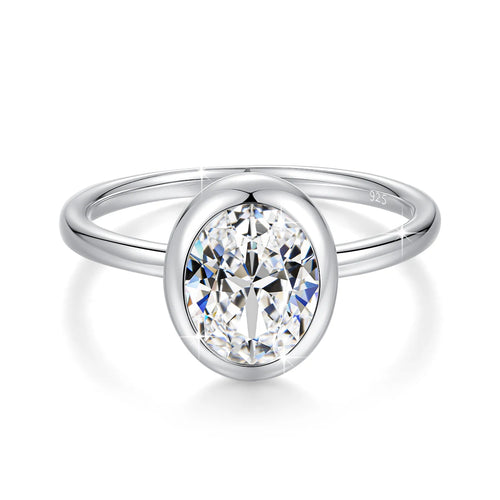 2CT Oval Moissanite Rings for Women Solid