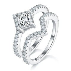 1CT Princess Cut Moissanite Engagement Ring