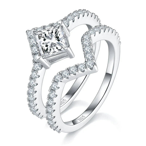 1CT Princess Cut Moissanite Engagement Ring