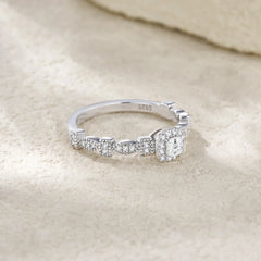 S925 Sterling Silver Cushion Cut Moissanite Ring for Women