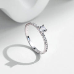 Moissanite Ring Delicate Square 925 Sterling Silver Lab Diamond Ring For Women Round cut