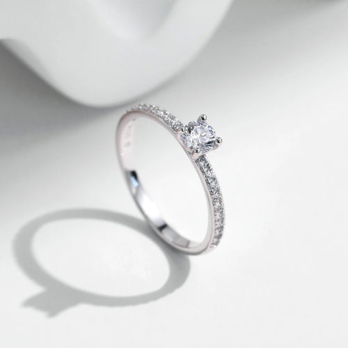 Moissanite Ring Delicate Square 925 Sterling Silver Lab Diamond Ring For Women Round cut