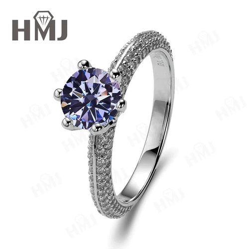 Moissanite Wedding Ring Round Brilliant Cut 925 Silver Engagement Ring Sparkling Bridal Jewelry for Women Christmas and Easter