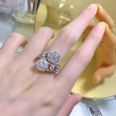 Real 925 sterling silver Party Wedding band Rings for Women Promise Engagement Jewelry Radiant cut