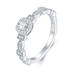 S925 Sterling Silver Cushion Cut Moissanite Ring for Women