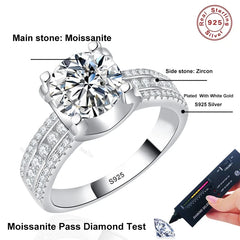 3ct 5ct D VVS1 Moissanite Round Wedding Ring For Women