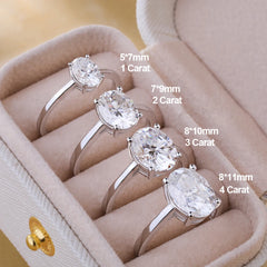 1-4CT Oval Cut Moissanite Rings for Women Sparkling Diamond