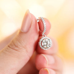 925 Sterling Silver Round Bag Pendant Earrings Plated 18k Fine
