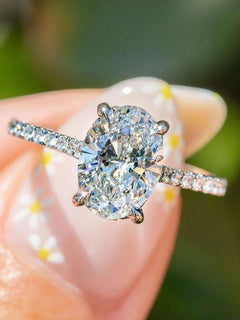 1ct Real Oval Moissanite Diamond Ring for Women