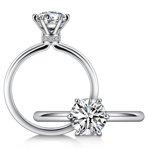 1CT Moissanite Solitaire Ring 925 Sterling Silver Lab Diamond Engagement Rings