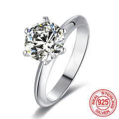 Sterling Silver 0.5-3 Carat 8.0mm D Color Moissanite Ring  Round For Women