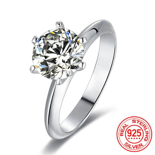 Sterling Silver 0.5-3 Carat 8.0mm D Color Moissanite Ring  Round For Women