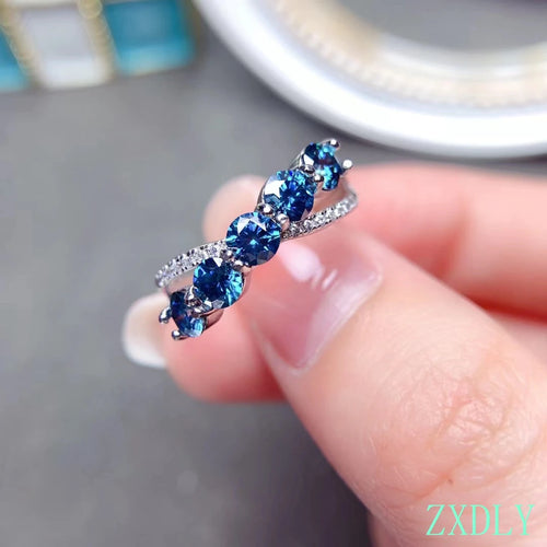 New Design Blue Moissanite Ring For Women Jewelry