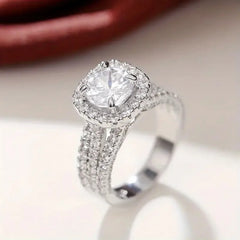 925 sterling silver square moissanite ring as a jewelry Cushion cut