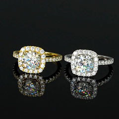 2CT D Color Moissanite Ring s925 Sterling Silver Brilliant Diamond Emerald