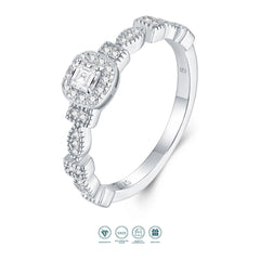 S925 Sterling Silver Cushion Cut Moissanite Ring for Women