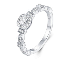 S925 Sterling Silver Cushion Cut Moissanite Ring for Women