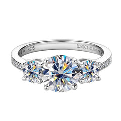IOGOU Luxury Three Stone Engagement Wedding Ring Round cut