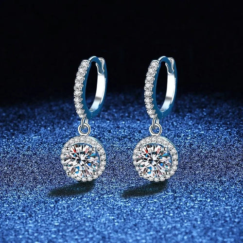 925 Sterling Silver 1 Carat Moissanite Round Earrings Daily
