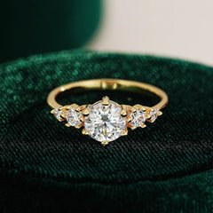 24K real gold ring moissanite Wedding Jewelry