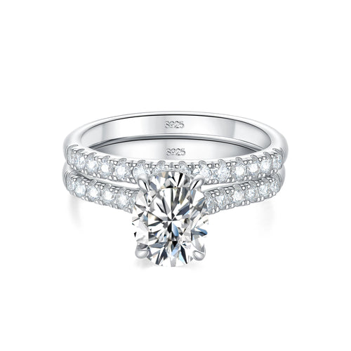 Newshe Moissanite Bridal Rings Set for Women Radiant cut