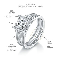 LinkerLove Princess Cut 1.5ct Moissanite Engagement Ring S925 Silver for Women