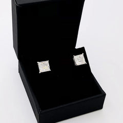Princess Cut Moissanite VVS D Stud Earrings 925 Sterling Silver