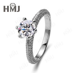 Moissanite Wedding Ring Round Brilliant Cut 925 Silver Engagement Ring Sparkling Bridal Jewelry for Women Christmas and Easter