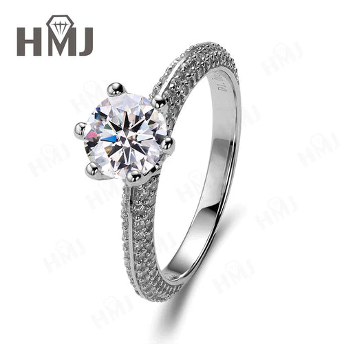 Moissanite Wedding Ring Round Brilliant Cut 925 Silver Engagement Ring Sparkling Bridal Jewelry for Women Christmas and Easter