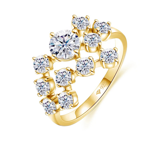 18K Real Engagement Wedding Rings For Women Fine Jewelry