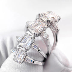1-4 Carat Emerald Cut Moissanite Rings for Women