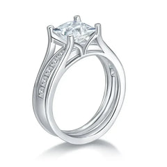 LinkerLove Princess Cut 1.5ct Moissanite Engagement Ring S925 Silver for Women