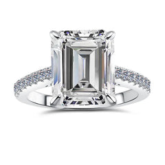 Emerald Cut PT950 Platinum 5CT Moissanite Ring Women's Luxury