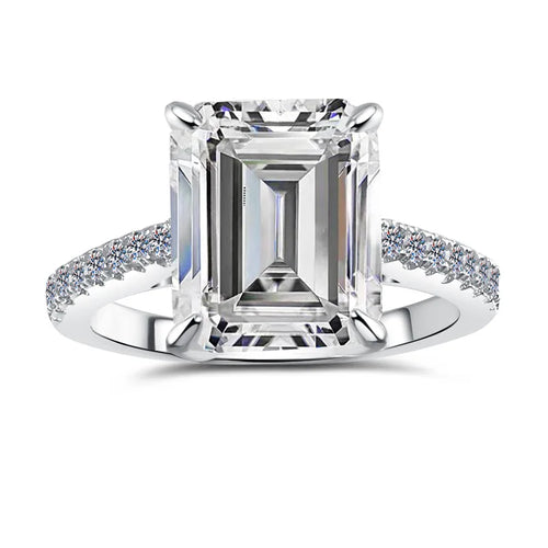 Emerald Cut PT950 Platinum 5CT Moissanite Ring Women's Luxury