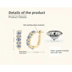 2.76Cttw Moissanite Lab Diamond Hoops Earrings