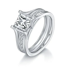 LinkerLove Princess Cut 1.5ct Moissanite Engagement Ring S925 Silver for Women