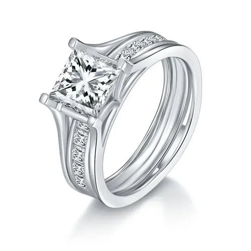 LinkerLove Princess Cut 1.5ct Moissanite Engagement Ring S925 Silver for Women