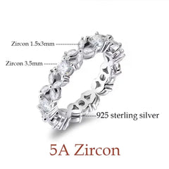 925 Sterling Silver D Color VVS Wedding Engagement Band Marquise Cut