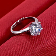 Sterling Silver 0.5-3 Carat 8.0mm D Color Moissanite Ring  Round For Women