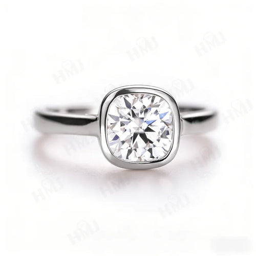 Cushion Cut Moissanite Ring 2CT D Color 925 Silver Engagement Ring