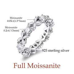 2.5CT Moissanite Diamond Ring for Women  Wedding Engagement Band Fine Jewelry