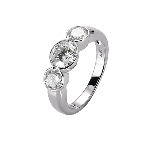5MM for Women 3 Stones Wedding Band Rings Engagement Ring Round cut