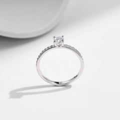 Moissanite Ring Delicate Square 925 Sterling Silver Lab Diamond Ring For Women Round cut