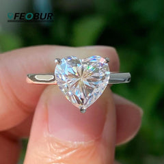 1/2/4CT Heart Cut Moissanite Engagement Ring with Certificate 925 Sterling Silver