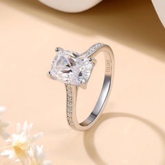 3ct Cushion Cut 925 Sterling Silver Diamond Rings