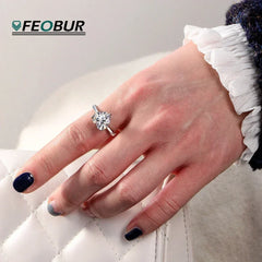 1/2/4CT Heart Cut Moissanite Engagement Ring with Certificate 925 Sterling Silver