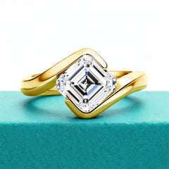 2ct Asscher Cut Moissanite ring 18k Gold plated for Women Asscher Cut