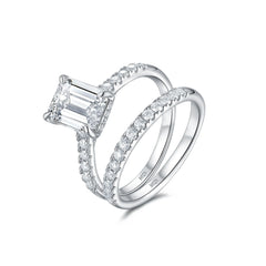 Newshe Moissanite Bridal Rings Set for Women Radiant cut